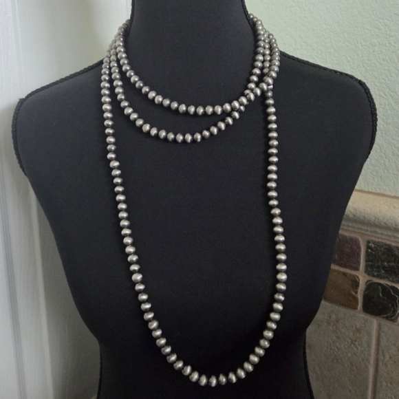 60 Inch Faux Navajo Pearl Necklace Western Boho - Picture 2 of 7